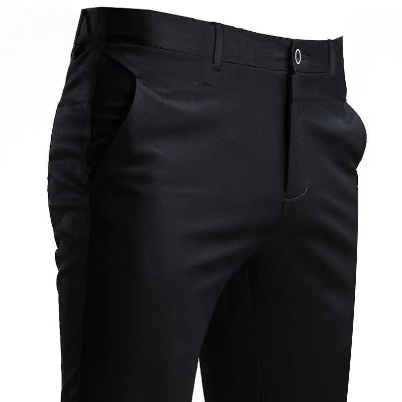 Calças de terno masculino stiramento inteligeente casual bolso